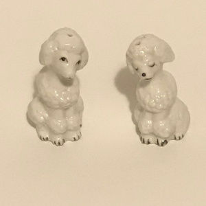 VINTAGE WHITE POODLE SALT & PEPPER SHAKERS